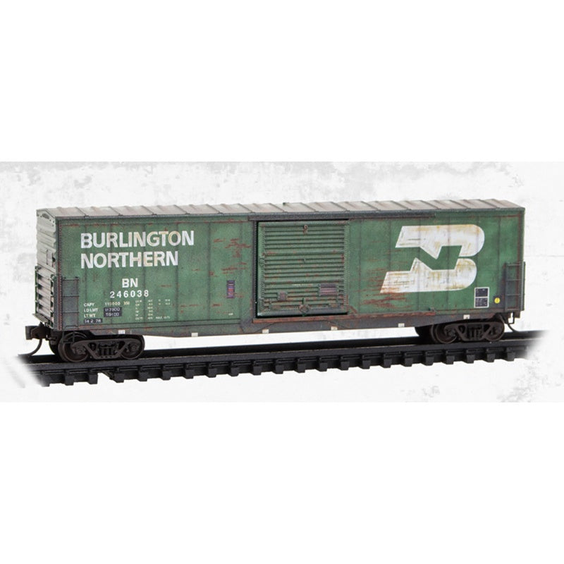 Micro-Trains by Atlas 180 144 480 N-Scale Weathered 50' Single Door Boxcar - Burlington Northern (BN) #246038