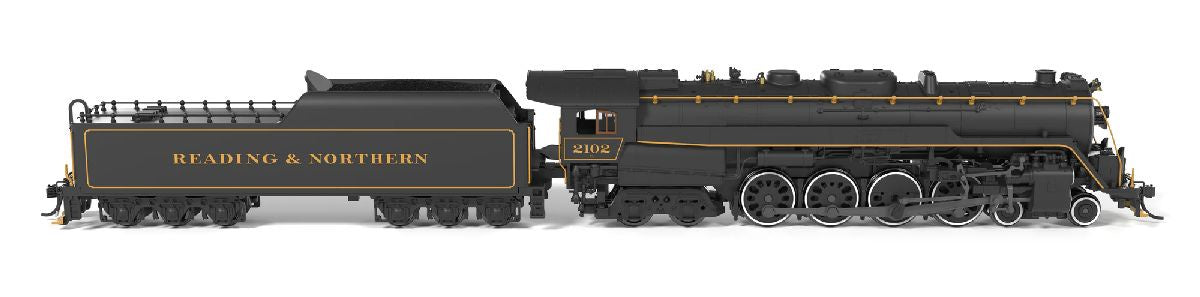 Broadway Limited N RDG Class T-1 4-8-4 - Sound and DCC - Paragon4(TM) -- Reading & Northern #2102 (Modern Appearance, black, yellow)