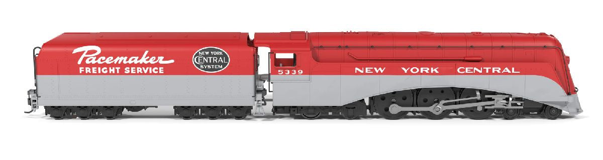 Broadway Limited HO Streamlined 4-6-4 Hudson, Disc Drivers - Standard DC - Stealth -- New York Central #5339 (Fantasy Pacemaker Scheme, red, gray)