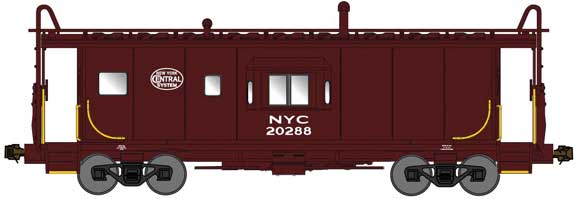 Bluford Shops N International Car Half-Bay Window Caboose - Ready to Run -- New York Central #20203 (oxide red, system logo)