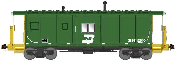 Bluford Shops International Car Bay Window Caboose Phase 4 - Ready to Run -- Burlington Northern 12610 (2007, Cascade Green, BNSF-Style Reporting Marks) - 188-44260