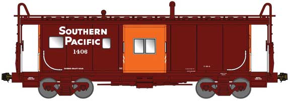 Bluford Shops International Car Bay Window Caboose Phase 4 - Ready to Run -- Southern Pacific 1490 (Boxcar Red, orange Bay Window) - 188-44281