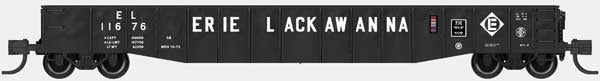 Bluford Shops N-Scale 52'6" 15-Panel Mill Gondola - Lightly Dented Sides - Ready to Run -- Erie Lackawanna #11676 (black, white, Large Roadname Lettering)
