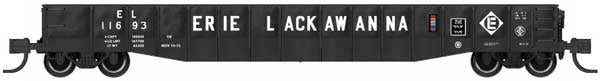 Bluford Shops N-Scale 52'6" 15-Panel Mill Gondola - Medium Dented Sides - Ready to Run -- Erie Lackawanna #11715 (black, white, Large Roadname Lettering)