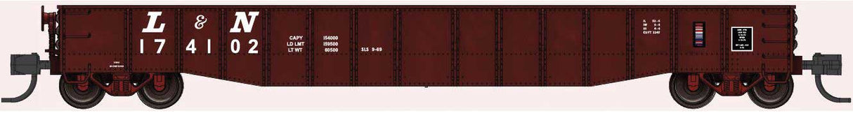 Bluford Shops N-Scale 52'6" 15-Panel Mill Gondola - Lightly Dented Sides - Ready to Run -- Louisville & Nashville #174102 (Boxcar Red, white)