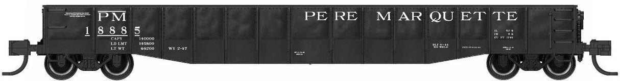 Bluford Shops N-Scale 52'6" 15-Panel Mill Gondola - Medium Dented Sides - Ready to Run -- Pere Marquette #18901 (black, white)