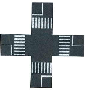 Busch HO Intersection w/Pedestrian Crossings -- Self Adhesive For 3-1/8" 8cm Street