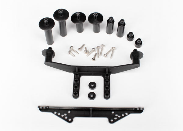 Traxxas 1914R Body Mount, Front & Rear (black)/ Body posts, 52mm (2), 38mm (2), 25mm (2), 6.5mm (2)/ Body post extensions (4)/ Hardware - TRA1914R