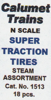 Calumet Trains N Vinyl Super Traction Tire -- Steam pkg(18) - 192-1513