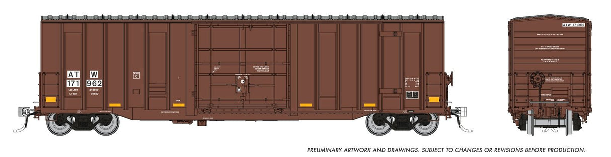 Rapido Trains HO Trenton Works 5277cuft boxcar: Atlantic & Western: 3-Pack