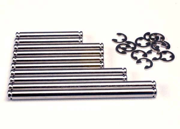 Traxxas 1939 Suspension pin set, hard chrome (w/ E-clips) - TRA1939