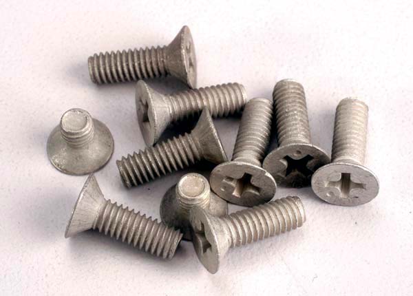Traxxas 1945 Screws, countersunk machine screw set (Aluminum) (8) 4x10mm & (2) 4x6mm - TRA1945