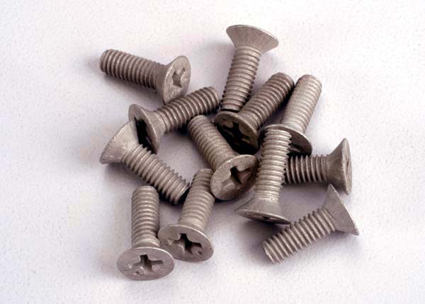 Traxxas 1948 Screws, 4x12mm countersunk machine (Aluminum) (12) - TRA1948