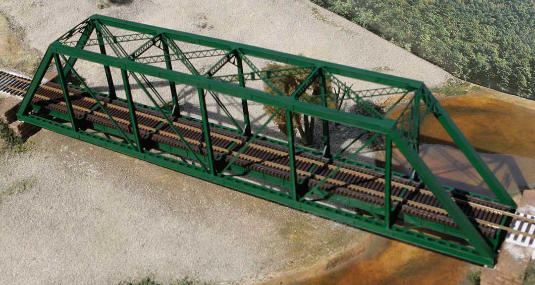 Central Valley, HO Scale 150' Through-Truss Bridge -- With Punch Plate Girders - Kit - 210-1905
