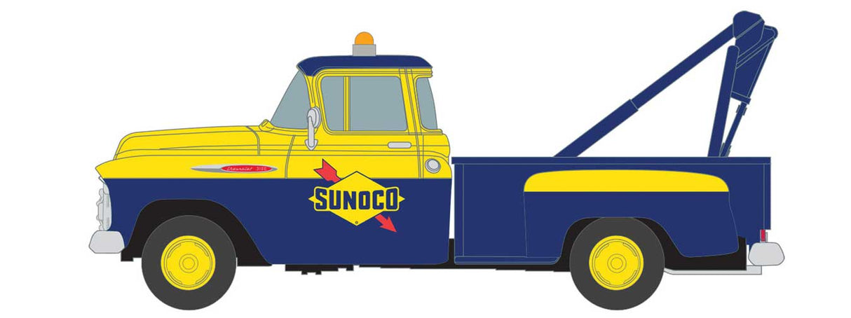 Mini Metals 1957 Chevrolet Stepside Tow Truck - Assembled - Mini Metals(R) -- Sunoco (blue, yellow) - 221-30640