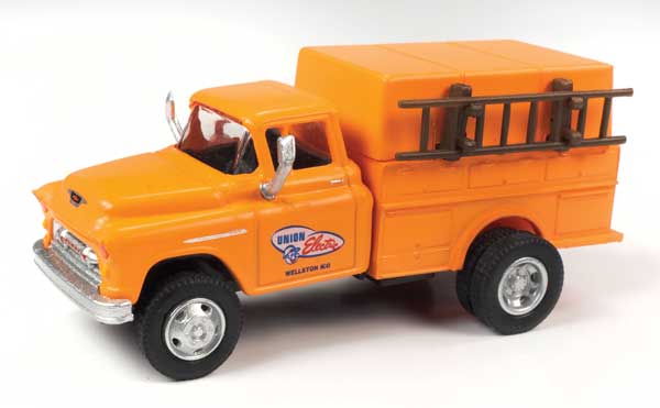 Classic Metal Works 1955 Chevrolet Utility Truck - Assembled - Mini Metals(R) -- Electric Company (orange) - 221-30651