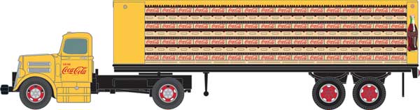 Mini Metals White WC22 Tractor with Flatbed Trailer - Assembled - Mini Metals(R) -- Coca-Cola (yellow, red) - 221-31199
