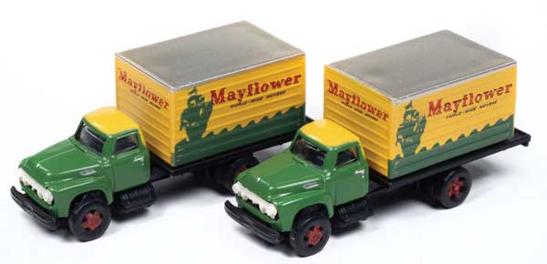 Classic Metal Works N 1954 Ford Box-Body Delivery Truck 2-Pack - Assembled - Mini Metals(R) -- Mayflower (green, yellow)
