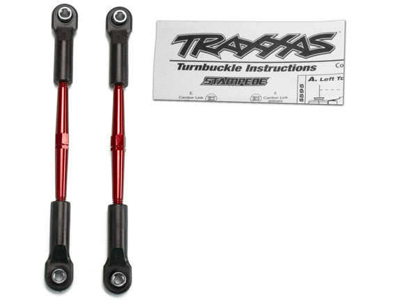 Traxxas 2336X Turnbuckles, aluminum (red-anodized), toe links, 61mm (2) (assembled with rod ends & hollow balls) (fits Stampede) (requires 5mm aluminum wrench #5477) - TRA2336X