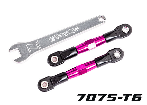 Traxxas 2443P Camber links, Rear (TUBES pink-anodized, 7075-T6 aluminum, stronger than titanium) (2) (assembled with rod ends and hollow balls)/ aluminum wrench (1)
