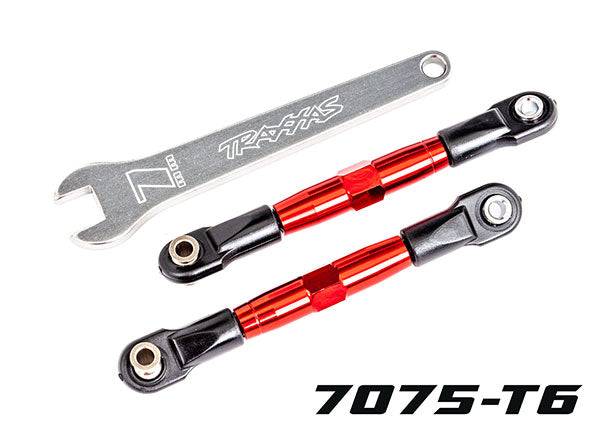 Traxxas 2444R Camber links, Front (TUBES - Red-anodized, 7075-T6 aluminum, stronger than titanium) (2) (assembled with rod ends and hollow balls)/ aluminum wrench (1)
