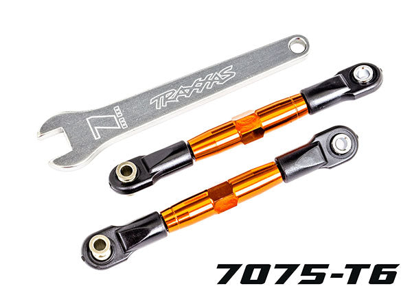 Traxxas 2444T Camber links, Front (TUBES orange-anodized, 7075-T6 aluminum, stronger than titanium) (2) (assembled with rod ends and hollow balls)/ aluminum wrench (1)