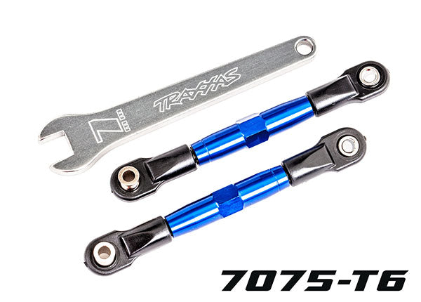 Traxxas 2444X Camber links, Front (TUBES - Blue-anodized, 7075-T6 aluminum, stronger than titanium) (2) (assembled with rod ends and hollow balls)/ aluminum wrench (1)