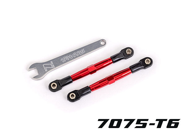 Traxxas 2445R Toe links, Front (TUBES - Red-anodized, 7075-T6 aluminum, stronger than titanium) (2) (assembled with rod ends and hollow balls)/ aluminum wrench (1)