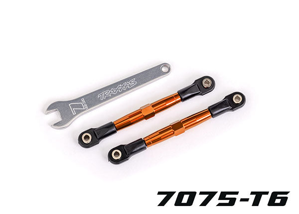 Traxxas 2445T Toe links, Front (TUBES orange-anodized, 7075-T6 aluminum, stronger than titanium) (2) (assembled with rod ends and hollow balls)/ aluminum wrench (1)
