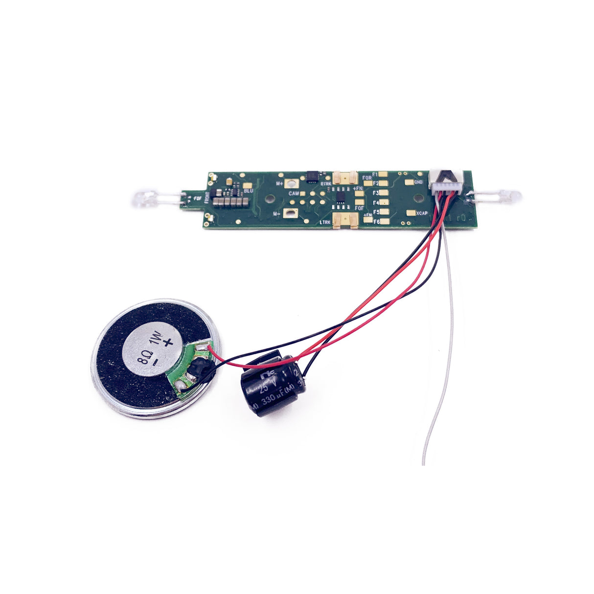 Digitrax SDXH187K1A Mobile DCC Decoder -- Fits Kato AC4400 & Similar, 1 Amp, 8 FX3 Functions, 8 Ohm 28mm Round Speake