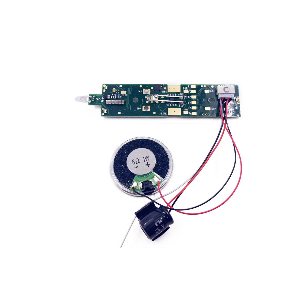 Digitrax SDXH187K1C Mobile DCC Decoder -- Fits Kato F40PH & Similar, 1 Amp, 8 FX3 Functions, 8 Ohm 28mm Round Speaker