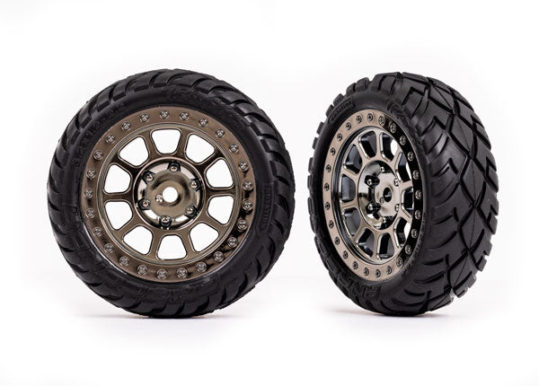 Traxxas 2479T Tires & Wheels, assembled (2.2' black chrome Wheels, Anaconda 2.2' Tires with foam Inserts) (2) (Bandit Front))
