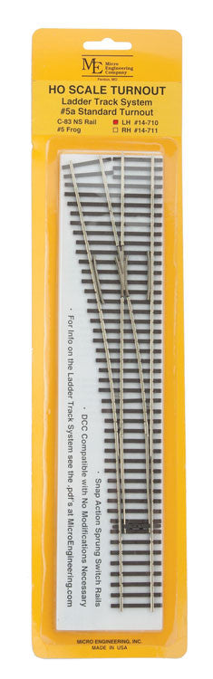 Micro Engineering 14-710 Code 83 Ladder Track System Turnout -- #5a Left Hand Standard