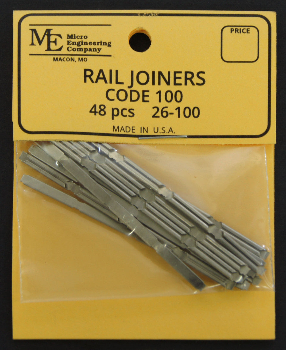Micro Engineering 26-100 Nickel-Silver Rail Joiners -- Code 100 pkg(48)