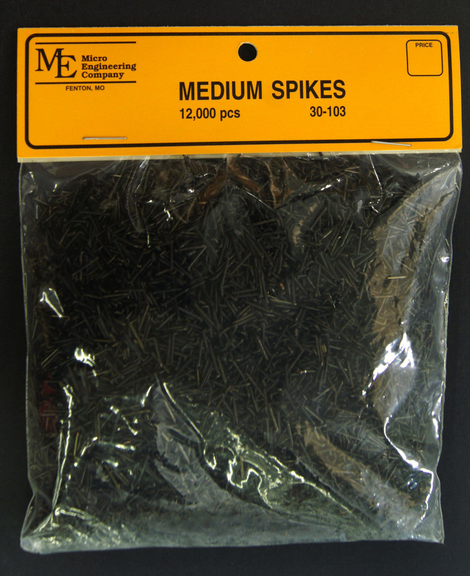 Micro Engineering 30-103 Blackened Metal Spikes -- Medium 3/8" Long pkg(Approximately 12,000)