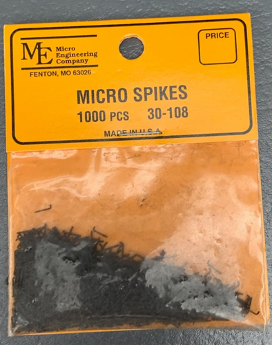 Micro Engineering 30-108 N Blackened Metal Spikes -- Micro 3/16" Long pkg(1000)