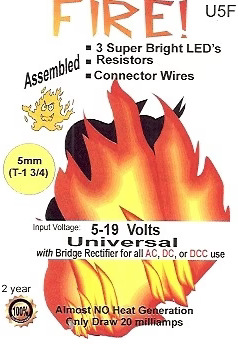 Evans Designs Universal Input -- 18V 5mm LEDs Fire Kit pkg(3) - 266-U5F