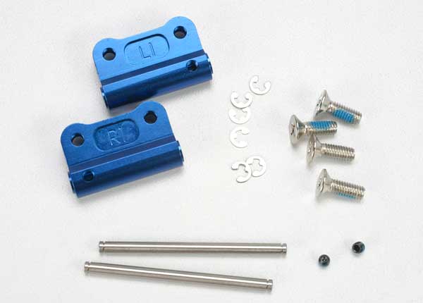 Traxxas 2798X Mounts, suspension arm (blue-anodized 6061-T6 aluminum)(Rear)(+/- 1-degree)(L&R) - TRA2798X
