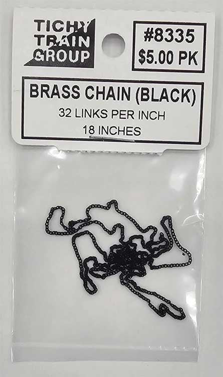 Tichy Train Blackened Brass Chain -- 32 Links Per Inch, 18" 45.7cm Length