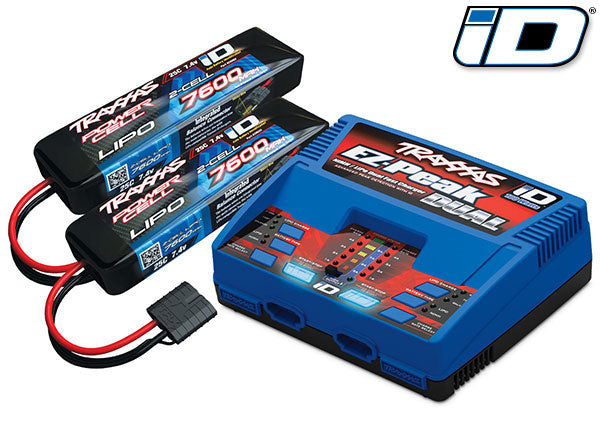 Traxxas 2991 Battery/charger Completer pack (includes #2972 Dual iD charger (1), #2869X 7600mAh 7.4V 2-cell 25C LiPo battery (2)) - TRA2991