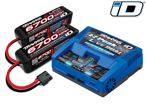 Traxxas 2997 Battery/charger Completer pack (includes #2973 Dual iD charger (1), #2890X 6700mAh 14.8V 4-cell 25C LiPo battery (2)) - TRA2997