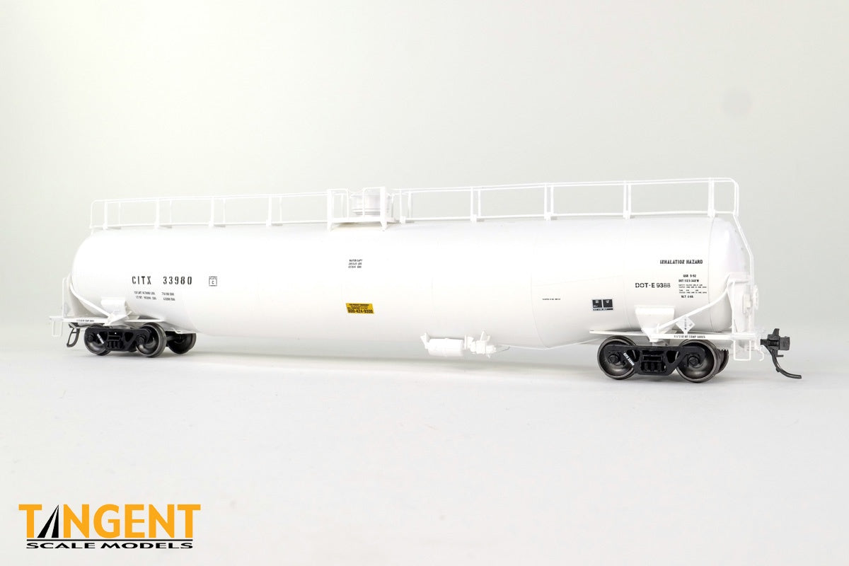 Tangent Scale Models HO CITX "White Lease Repaint" 1992+ NACC 1963 Design 33,000 Gallon Dual Diameter LPG/AA Tank Car - #33975