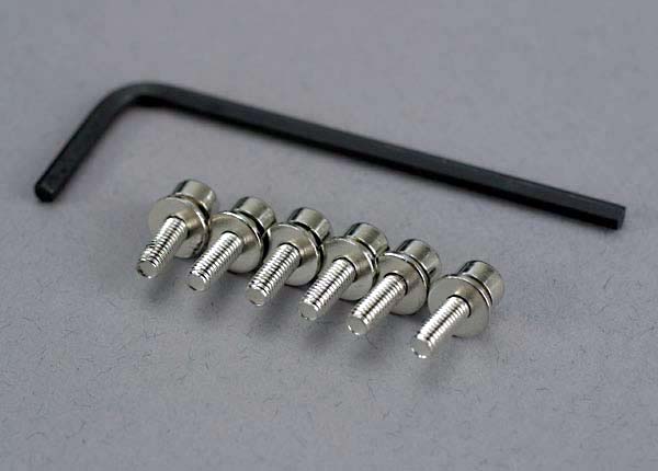 Traxxas 3159 Screws, 3x10mm cap-head machine (Hex drive) (6)/ lock Washers (6)/ Hex wrench - TRA3159