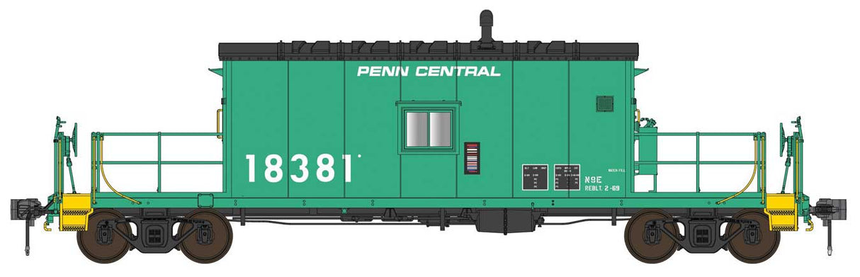 English's Model Railroad HO N9E Transfer Caboose - Ready to Run -- Penn Central (PC) #18370 (Late, Jade Green, white, black roof)