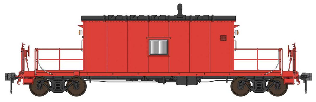 English's Model Railroad HO N9 Transfer Caboose with Flashing Marker - Ready to Run -- Painted, Unlettered (red, black)