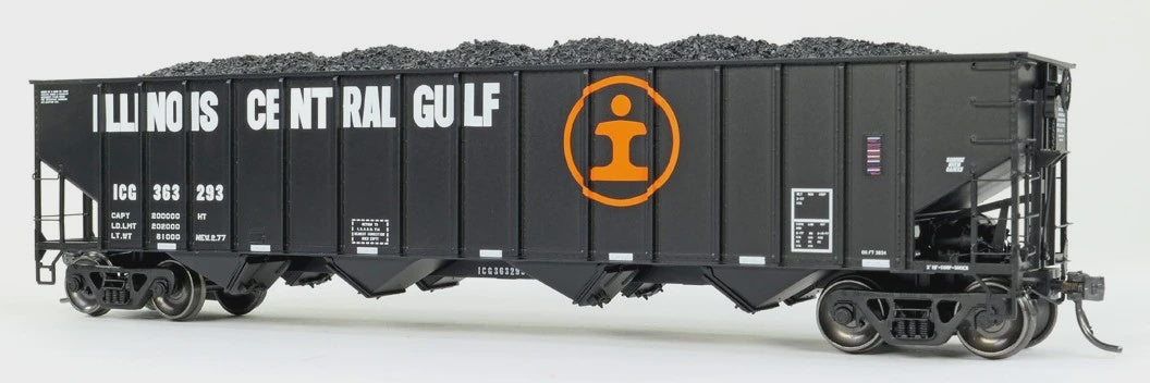 Tangent Scale Models HO Illinois Central Gulf (ICG) "Delivery Black 1977" IC Centralia Shops 3834CuFt Quad Coal Hopper - #363262