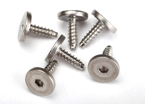 Traxxas 3233 Screws, 2.6x8mm flat-head machine, self-tapping (Hex drive) (6) - TRA3233