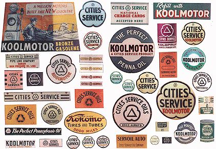 Vintage Gas Station Signs -- Cities Service 1930s-50s pkg(42)
