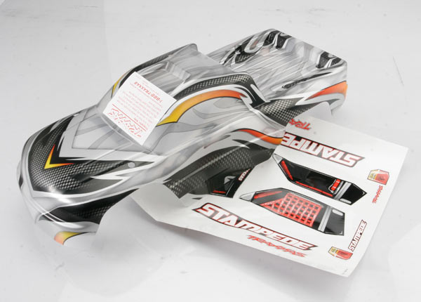 Traxxas 3617X Body, Stampede, ProGraphix (replacement for the painted Body. Graphics are printed, requires paint & final color application)/ window, grill, lights Decal Sheet