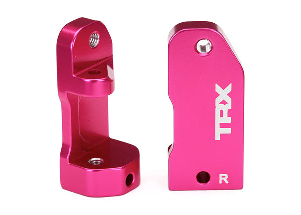 Traxxas 3632P Caster blocks, 30-degree, pink-anodized 6061-T6 aluminum (left & right)/ suspension screw pin (2) - TRA3632P